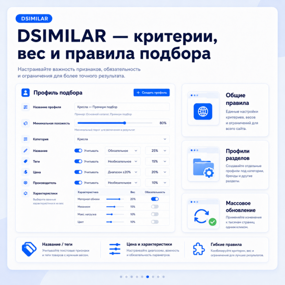 Автоматические похожие элементы, товары, перекрестные продажи